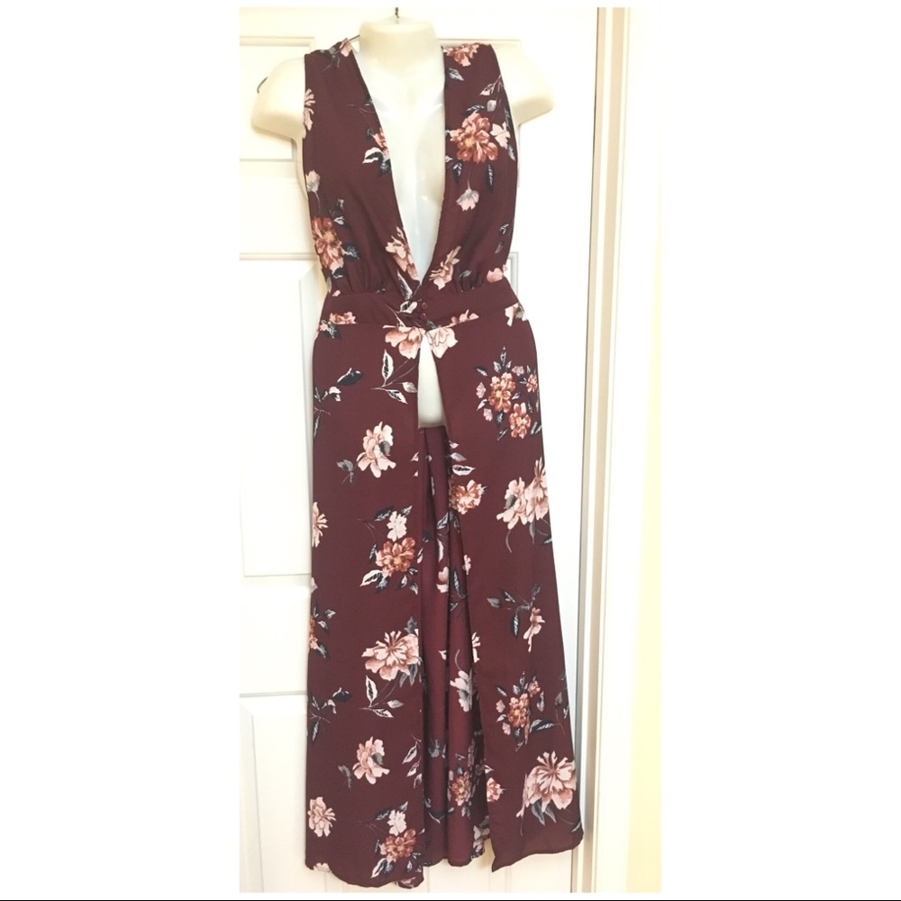 FLASH SALE! 09/21 Only Floral Burgundy Maxi Duster